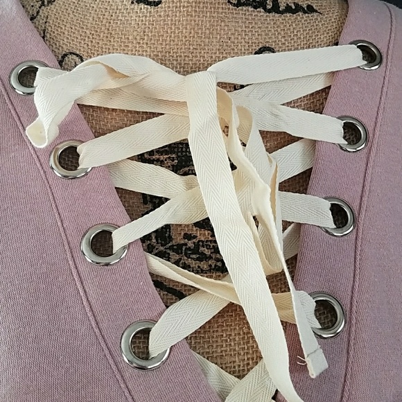 Pink Front Lace Up Crop Longsleeve Sweater - Picture 7 of 8